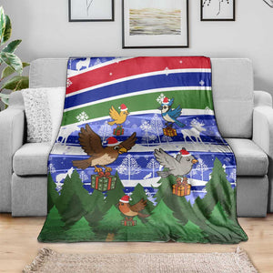 Gambia Christmas Blanket Santa Birds Gift Boxes Forest Scene and Snowflake - African Pride