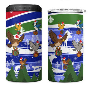 Gambia Christmas 4 in 1 Can Cooler Tumbler Santa Birds Gift Boxes Forest Scene and Snowflake - African Pride