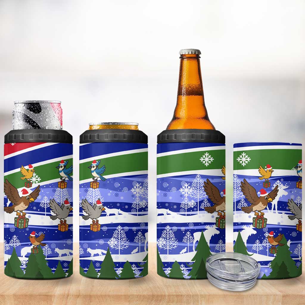 Gambia Christmas 4 in 1 Can Cooler Tumbler Santa Birds Gift Boxes Forest Scene and Snowflake - African Pride