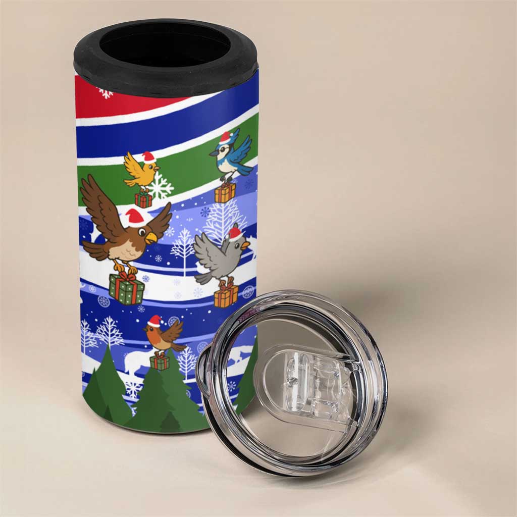 Gambia Christmas 4 in 1 Can Cooler Tumbler Santa Birds Gift Boxes Forest Scene and Snowflake - African Pride