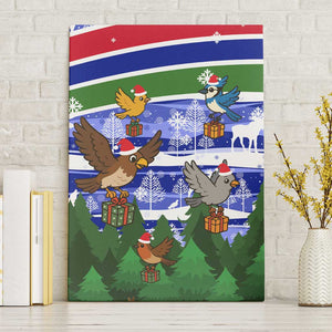 Gambia Christmas Canvas Wall Art Santa Birds Gift Boxes Forest Scene and Snowflake - African Pride