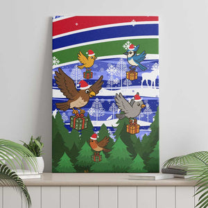 Gambia Christmas Canvas Wall Art Santa Birds Gift Boxes Forest Scene and Snowflake - African Pride