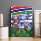 Gambia Christmas Canvas Wall Art Santa Birds Gift Boxes Forest Scene and Snowflake - African Pride