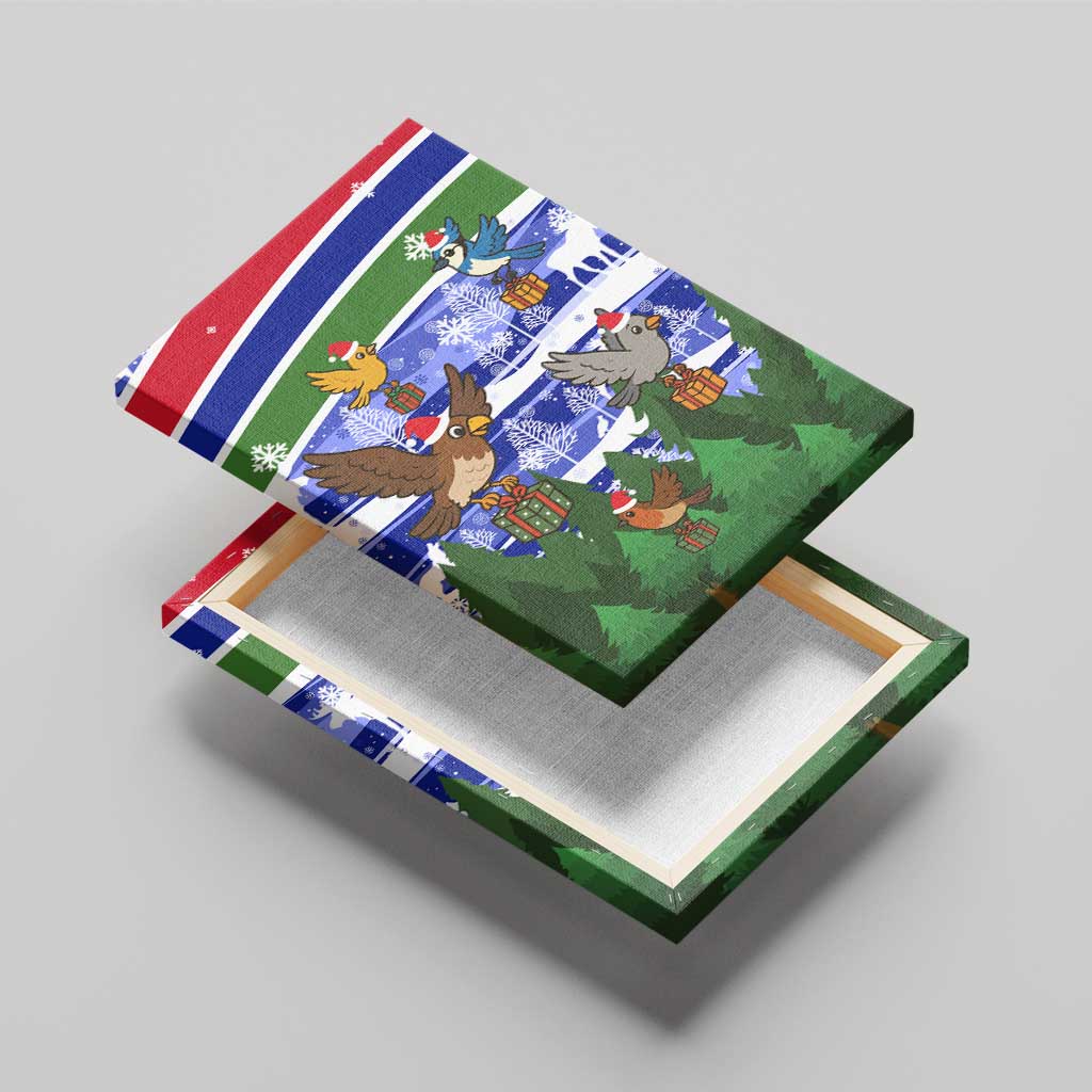 Gambia Christmas Canvas Wall Art Santa Birds Gift Boxes Forest Scene and Snowflake - African Pride