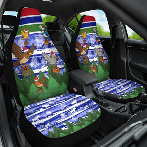 Gambia Christmas Car Seat Cover Santa Birds Gift Boxes Forest Scene and Snowflake - African Pride
