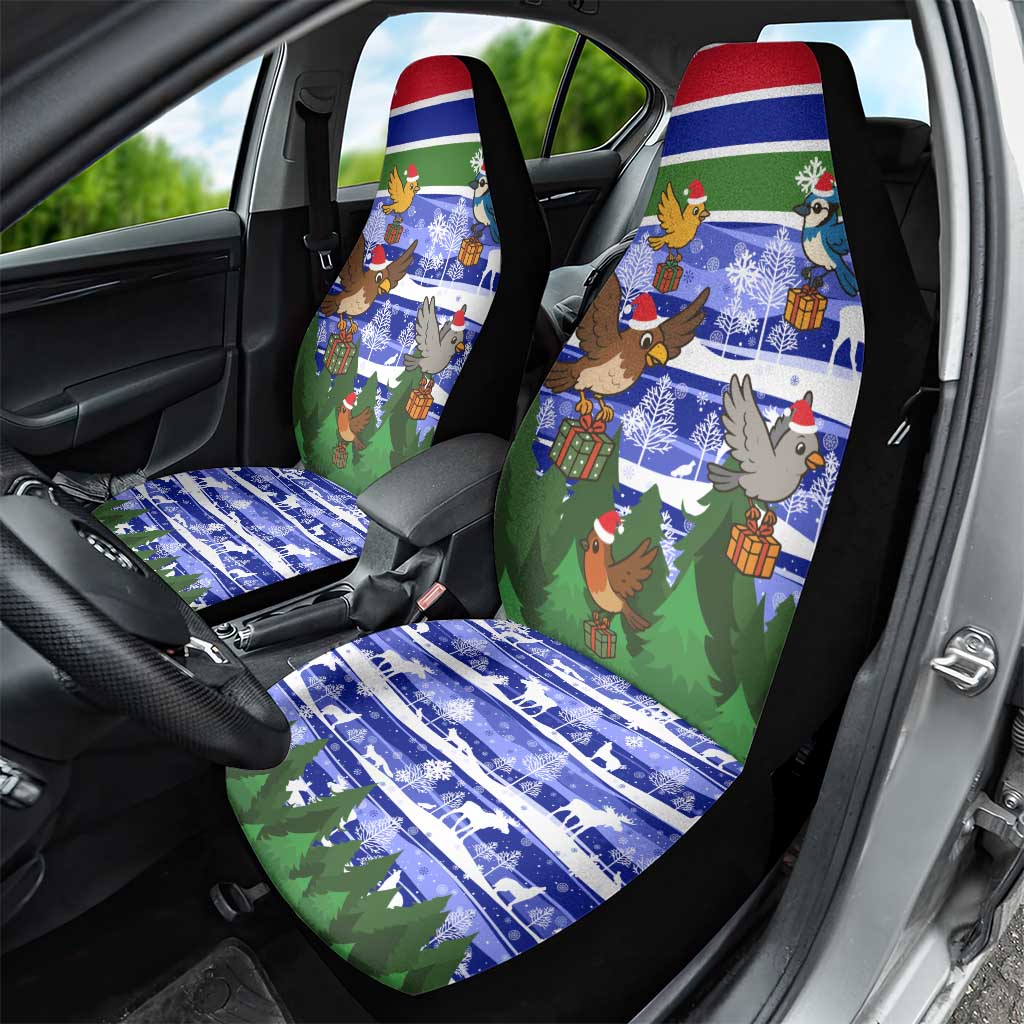 Gambia Christmas Car Seat Cover Santa Birds Gift Boxes Forest Scene and Snowflake - African Pride