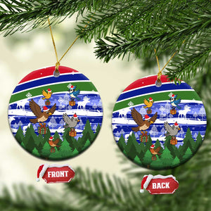 Gambia Christmas Ceramic Ornament Santa Birds Gift Boxes Forest Scene and Snowflake - African Pride