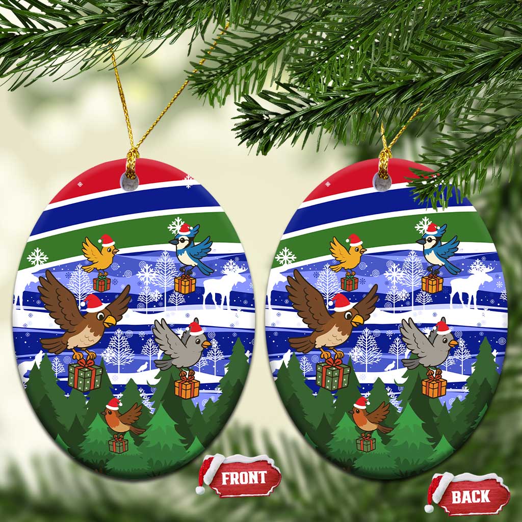 Gambia Christmas Ceramic Ornament Santa Birds Gift Boxes Forest Scene and Snowflake - African Pride