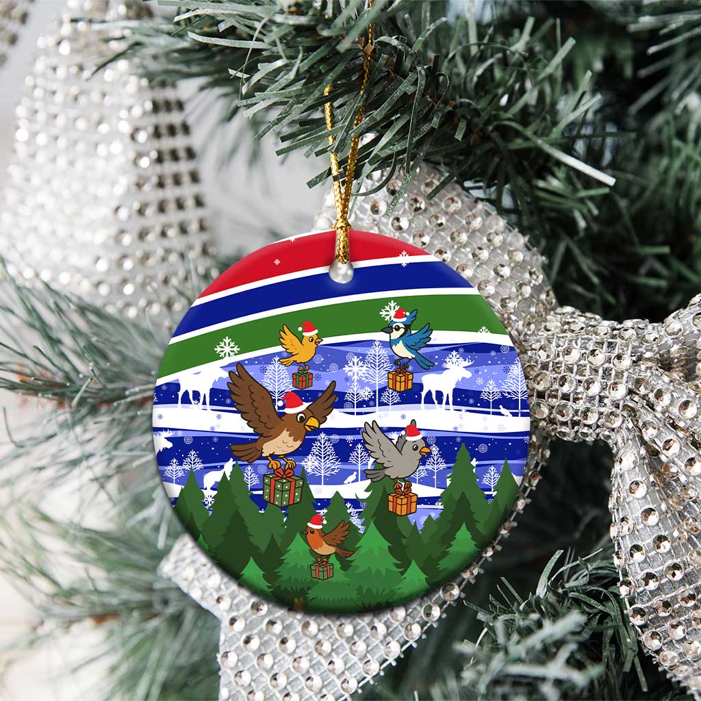 Gambia Christmas Ceramic Ornament Santa Birds Gift Boxes Forest Scene and Snowflake - African Pride
