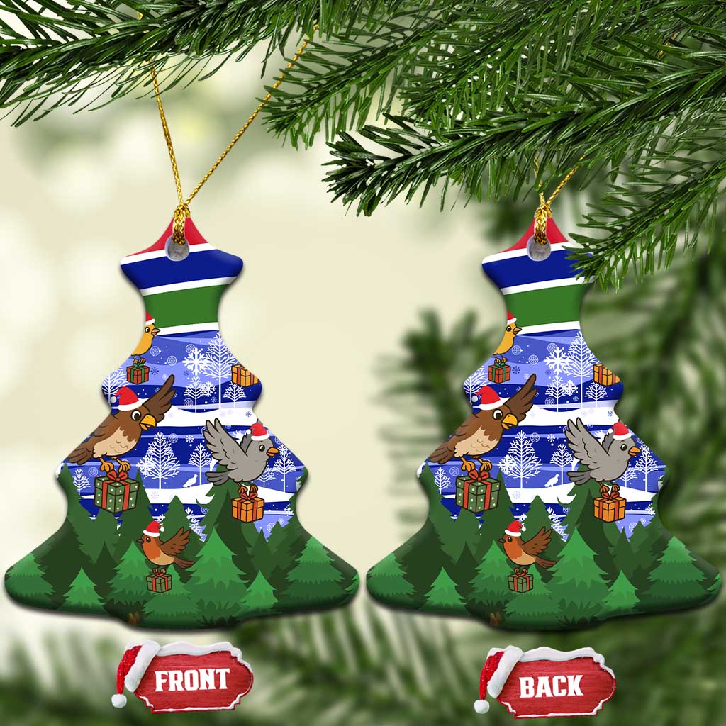 Gambia Christmas Ceramic Ornament Santa Birds Gift Boxes Forest Scene and Snowflake - African Pride