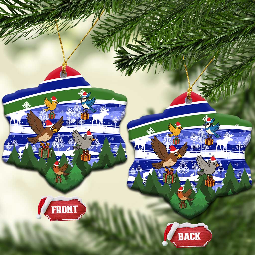 Gambia Christmas Ceramic Ornament Santa Birds Gift Boxes Forest Scene and Snowflake - African Pride