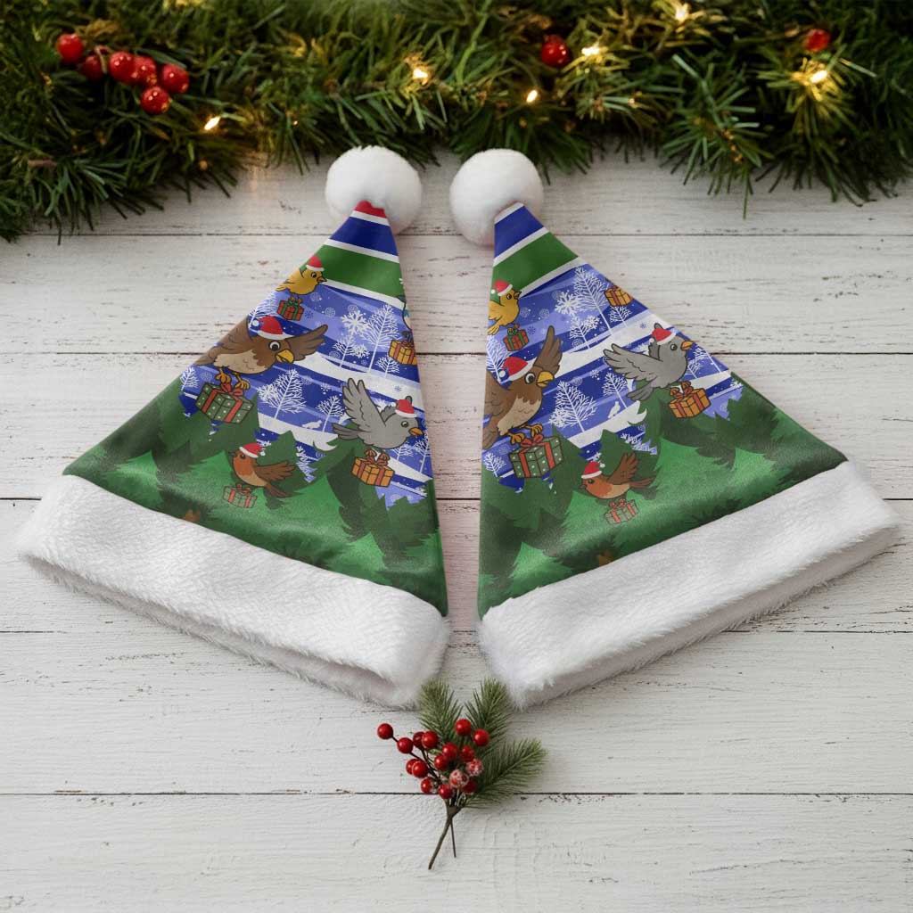 Gambia Christmas Santa Hat Santa Birds Gift Boxes Forest Scene and Snowflake - African Pride