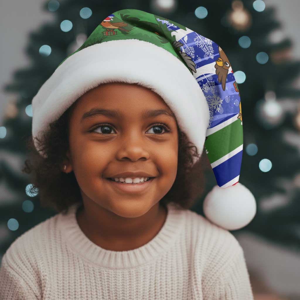 Gambia Christmas Santa Hat Santa Birds Gift Boxes Forest Scene and Snowflake - African Pride
