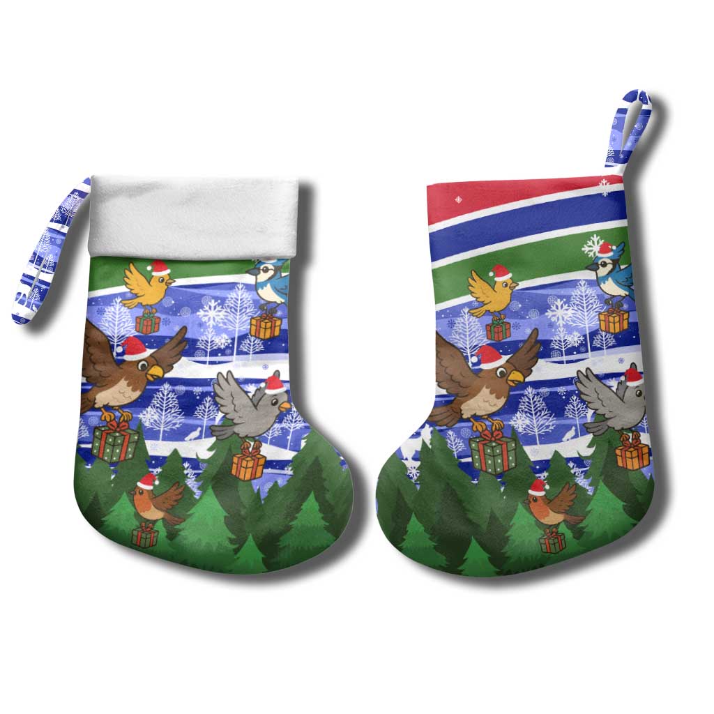 Gambia Christmas Stocking Santa Birds Gift Boxes Forest Scene and Snowflake - African Pride