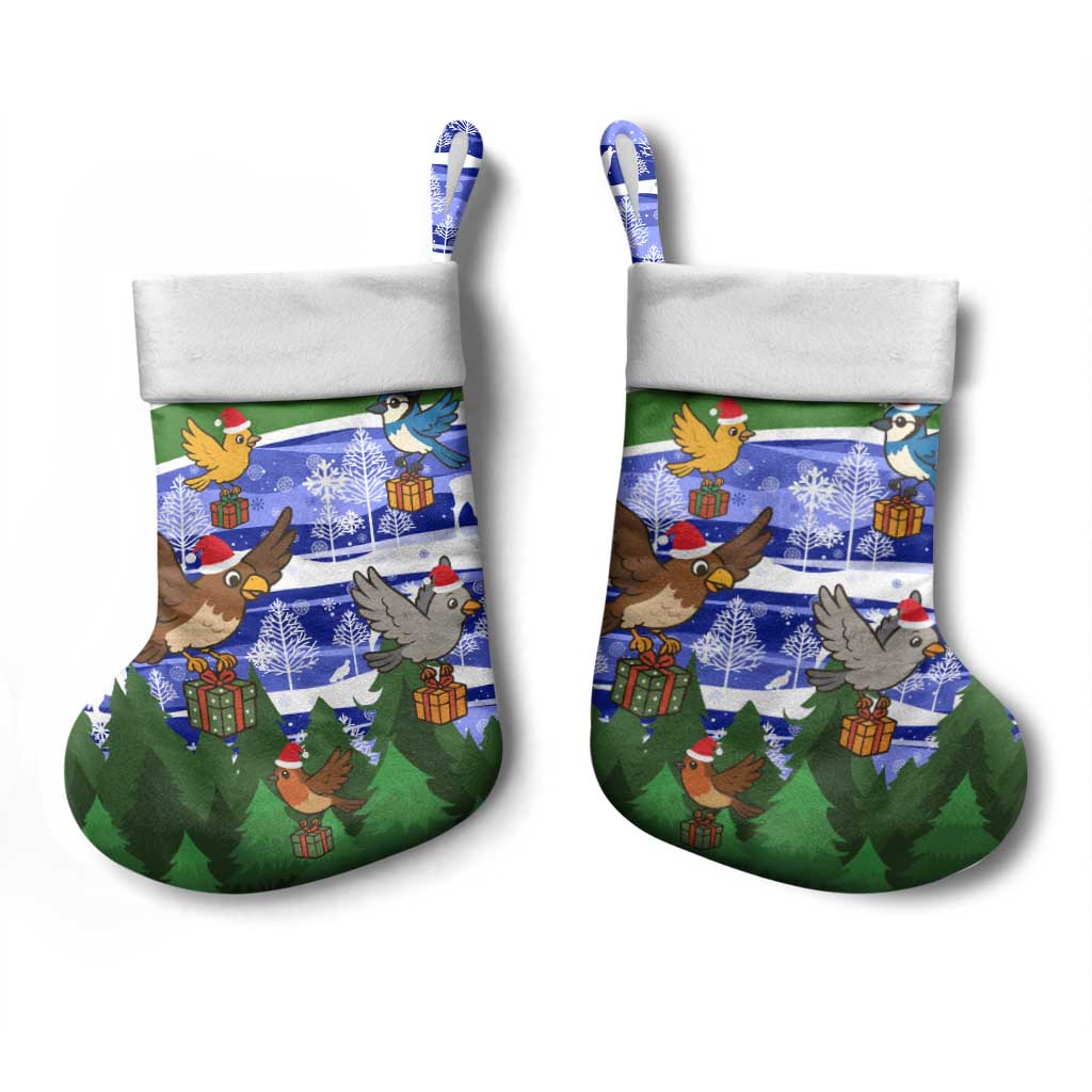 Gambia Christmas Stocking Santa Birds Gift Boxes Forest Scene and Snowflake - African Pride