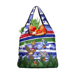 Gambia Christmas Grocery Bag Santa Birds Gift Boxes Forest Scene and Snowflake - African Pride