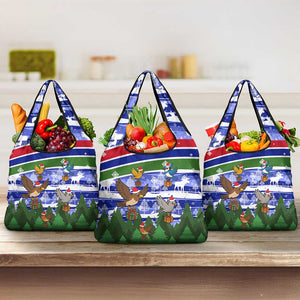 Gambia Christmas Grocery Bag Santa Birds Gift Boxes Forest Scene and Snowflake - African Pride