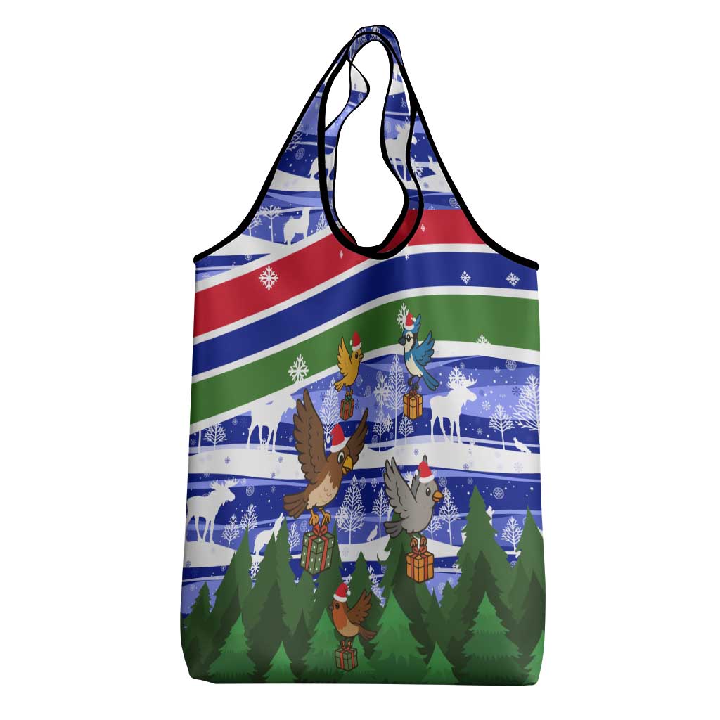 Gambia Christmas Grocery Bag Santa Birds Gift Boxes Forest Scene and Snowflake - African Pride