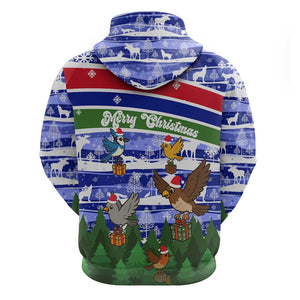 Gambia Christmas Hoodie Santa Birds Gift Boxes Forest Scene and Snowflake - African Pride