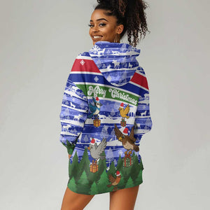 Gambia Christmas Hoodie Dress Santa Birds Gift Boxes Forest Scene and Snowflake - African Pride