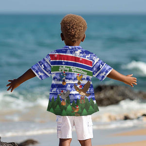Gambia Christmas Kid Hawaiian Shirt Santa Birds Gift Boxes Forest Scene and Snowflake - African Pride