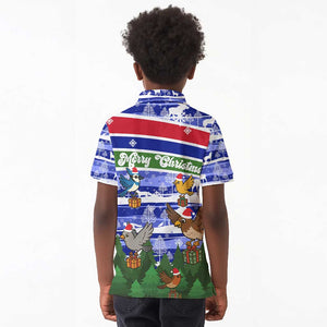 Gambia Christmas Kid Polo Shirt Santa Birds Gift Boxes Forest Scene and Snowflake - African Pride