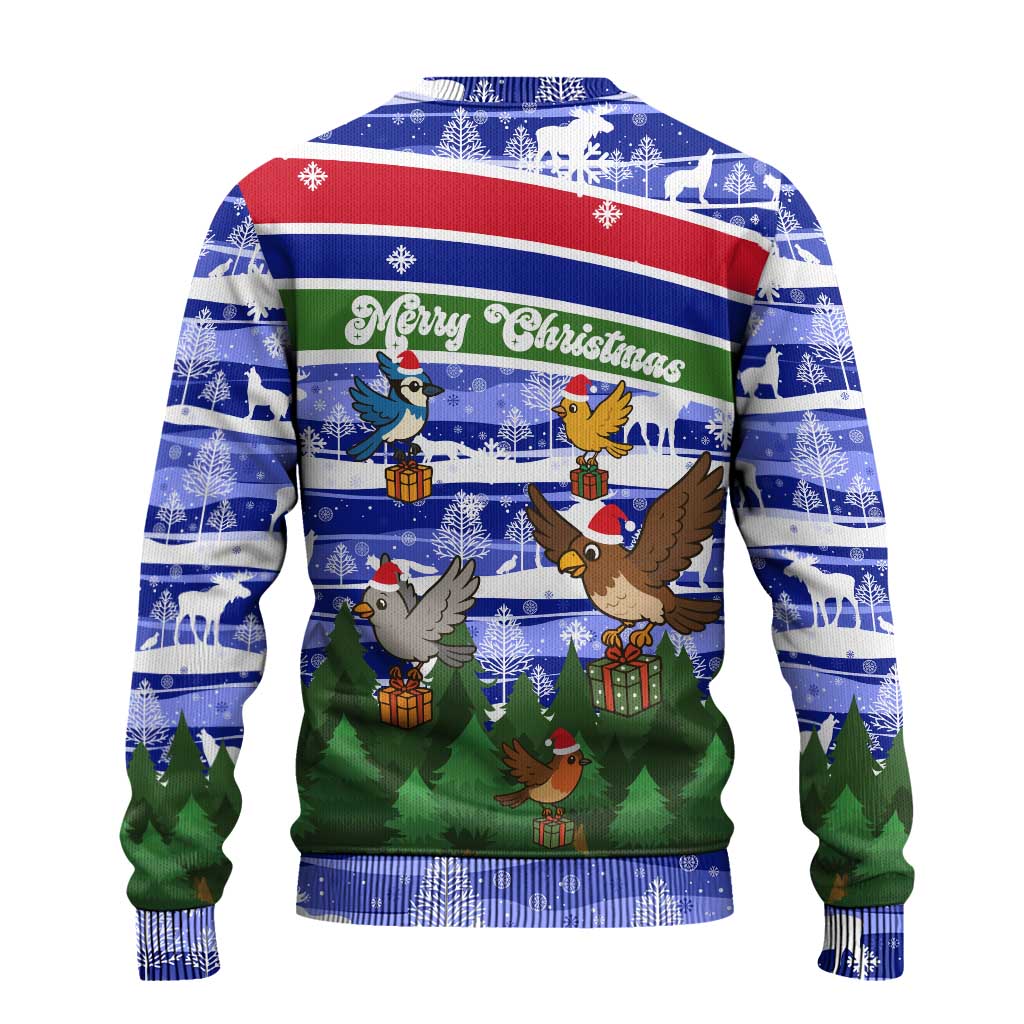 Gambia Christmas Ugly Christmas Sweater Santa Birds Gift Boxes Forest Scene and Snowflake - African Pride