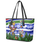 Gambia Christmas Leather Tote Bag Santa Birds Gift Boxes Forest Scene and Snowflake - African Pride