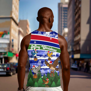 Gambia Christmas Men Tank Top Santa Birds Gift Boxes Forest Scene and Snowflake - African Pride