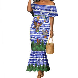 Gambia Christmas Mermaid Dress Santa Birds Gift Boxes Forest Scene and Snowflake - African Pride