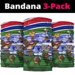 Gambia Christmas Neck Gaiter Santa Birds Gift Boxes Forest Scene and Snowflake - African Pride