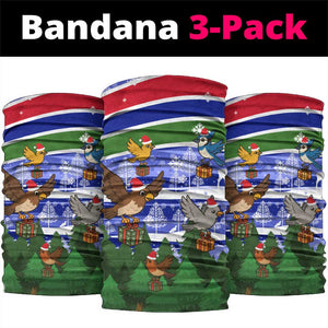 Gambia Christmas Neck Gaiter Santa Birds Gift Boxes Forest Scene and Snowflake - African Pride