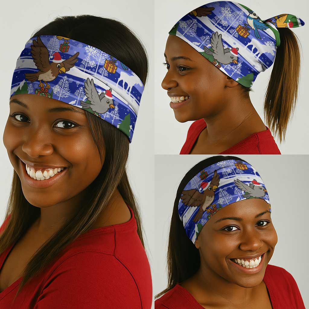 Gambia Christmas Neck Gaiter Santa Birds Gift Boxes Forest Scene and Snowflake - African Pride