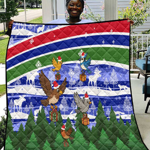 Gambia Christmas Quilt Santa Birds Gift Boxes Forest Scene and Snowflake - African Pride