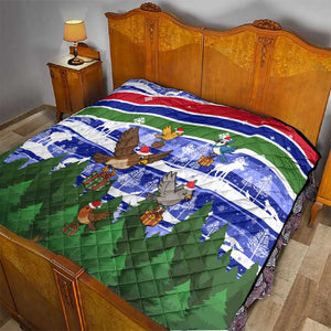 Gambia Christmas Quilt Santa Birds Gift Boxes Forest Scene and Snowflake - African Pride