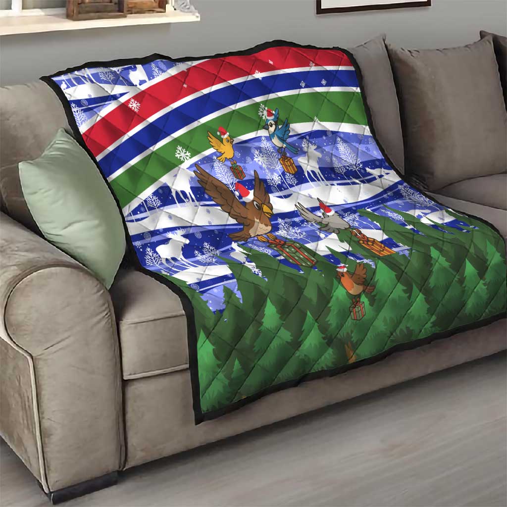 Gambia Christmas Quilt Santa Birds Gift Boxes Forest Scene and Snowflake - African Pride
