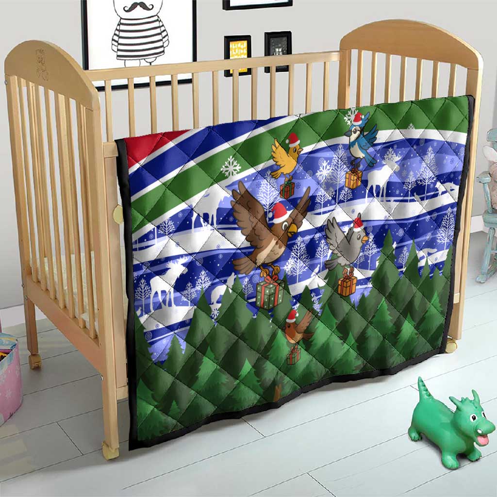 Gambia Christmas Quilt Santa Birds Gift Boxes Forest Scene and Snowflake - African Pride