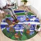 Gambia Christmas Round Carpet Santa Birds Gift Boxes Forest Scene and Snowflake - African Pride