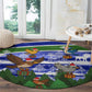 Gambia Christmas Round Carpet Santa Birds Gift Boxes Forest Scene and Snowflake - African Pride