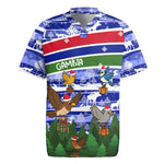 Gambia Christmas Rugby Jersey Santa Birds Gift Boxes Forest Scene and Snowflake - African Pride