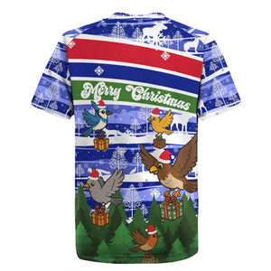 Gambia Christmas Rugby Jersey Santa Birds Gift Boxes Forest Scene and Snowflake - African Pride