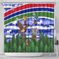 Gambia Christmas Shower Curtain Santa Birds Gift Boxes Forest Scene and Snowflake - African Pride