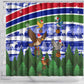 Gambia Christmas Shower Curtain Santa Birds Gift Boxes Forest Scene and Snowflake - African Pride