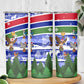 Gambia Christmas Skinny Tumbler Santa Birds Gift Boxes Forest Scene and Snowflake - African Pride