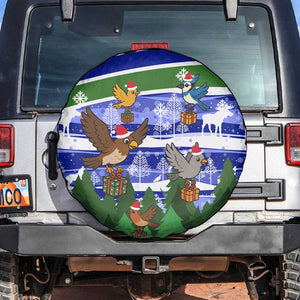 Gambia Christmas Spare Tire Cover Santa Birds Gift Boxes Forest Scene and Snowflake - African Pride