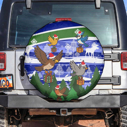 Gambia Christmas Spare Tire Cover Santa Birds Gift Boxes Forest Scene and Snowflake - African Pride