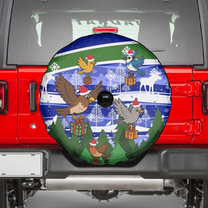 Gambia Christmas Spare Tire Cover Santa Birds Gift Boxes Forest Scene and Snowflake - African Pride