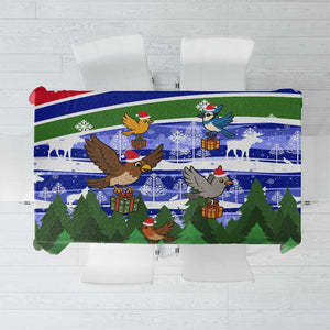 Gambia Christmas Tablecloth Santa Birds Gift Boxes Forest Scene and Snowflake - African Pride