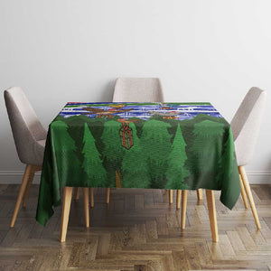 Gambia Christmas Tablecloth Santa Birds Gift Boxes Forest Scene and Snowflake - African Pride