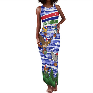 Gambia Christmas Tank Maxi Dress Santa Birds Gift Boxes Forest Scene and Snowflake - African Pride